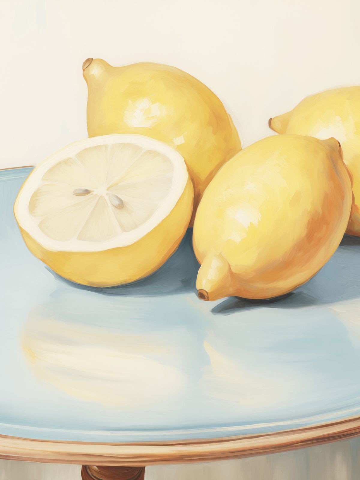 Poster - Lemons on Blue Plate