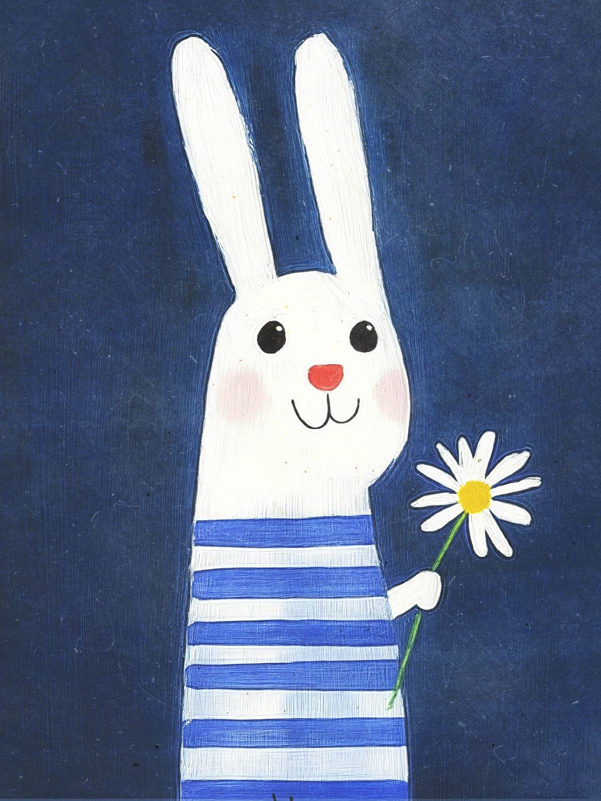 Poster - Rabbit with Flower