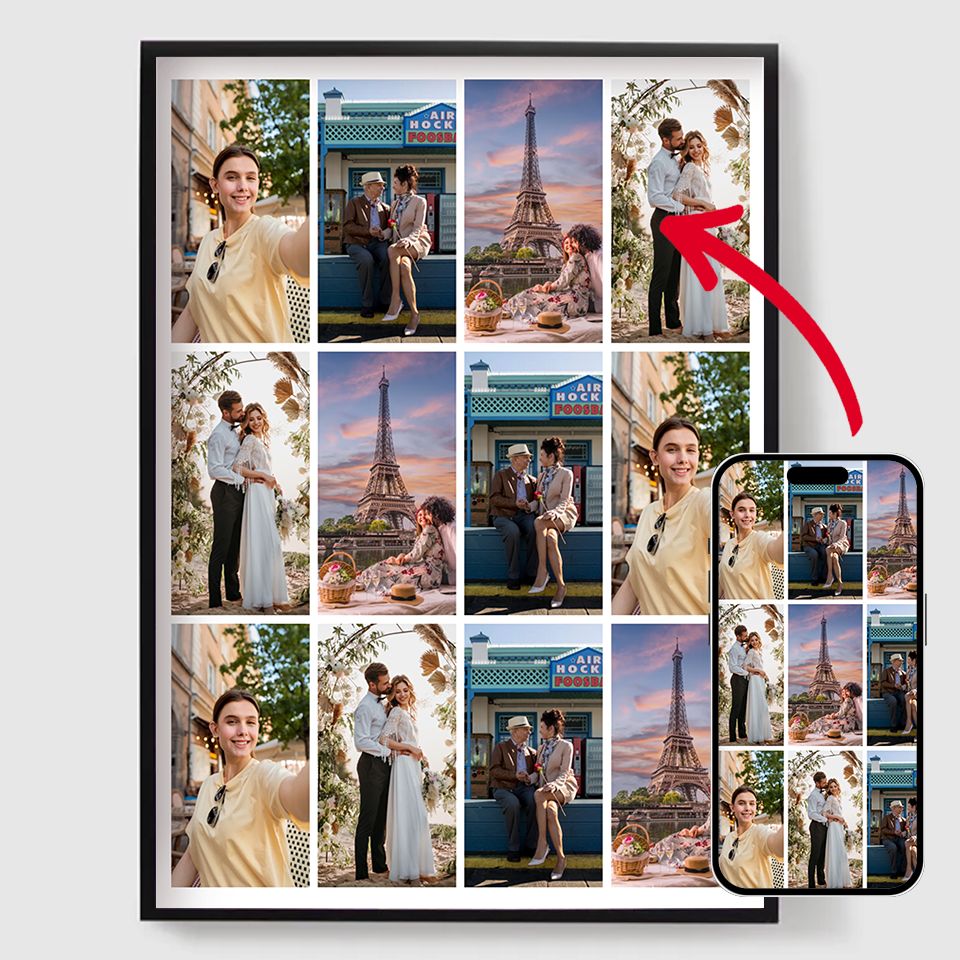 Personalised Posters – Upload your own images – 12 Photos Vertical