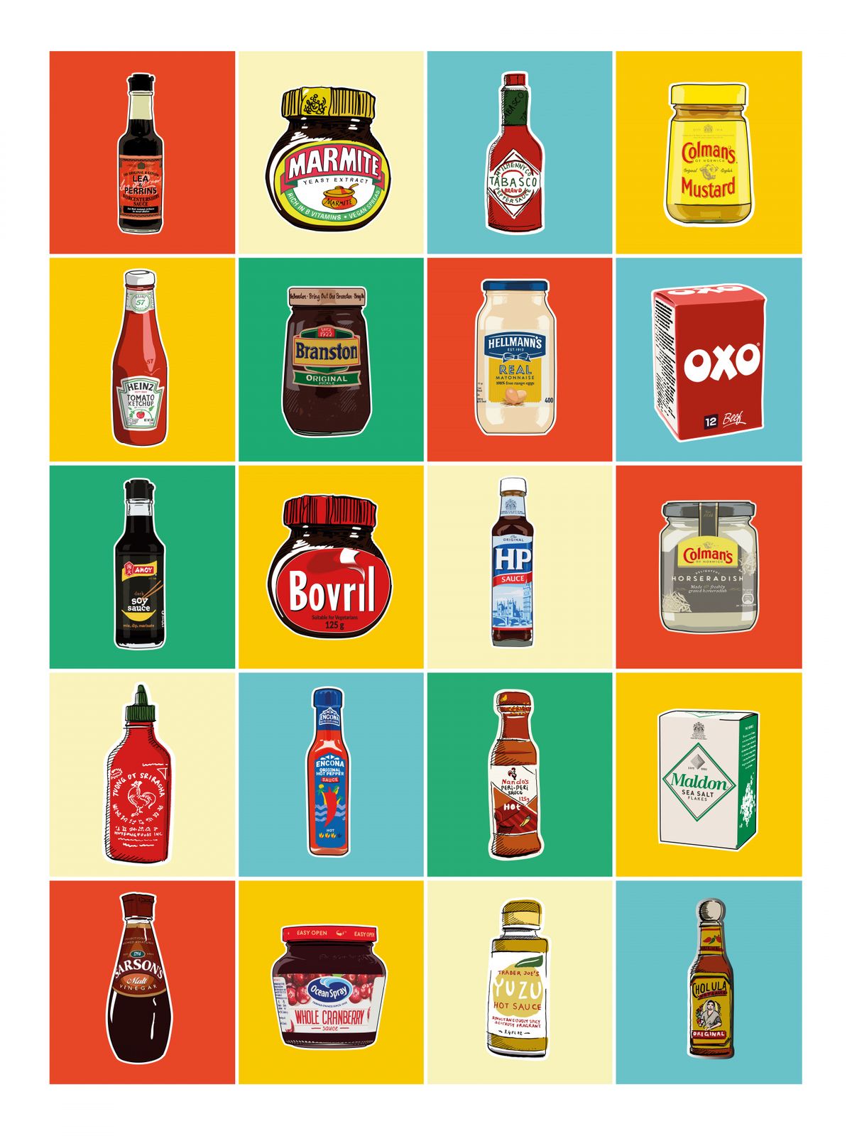 Poster - Colorful Condiment Illustration