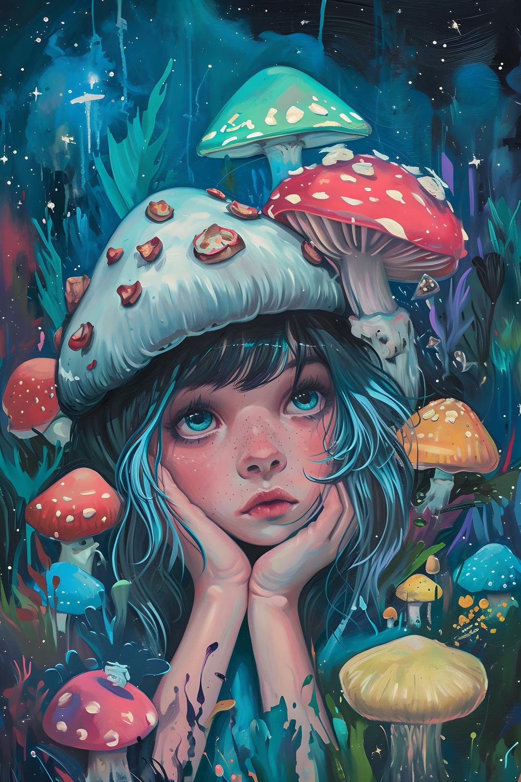 Poster - Dreamy Mushroom Girl