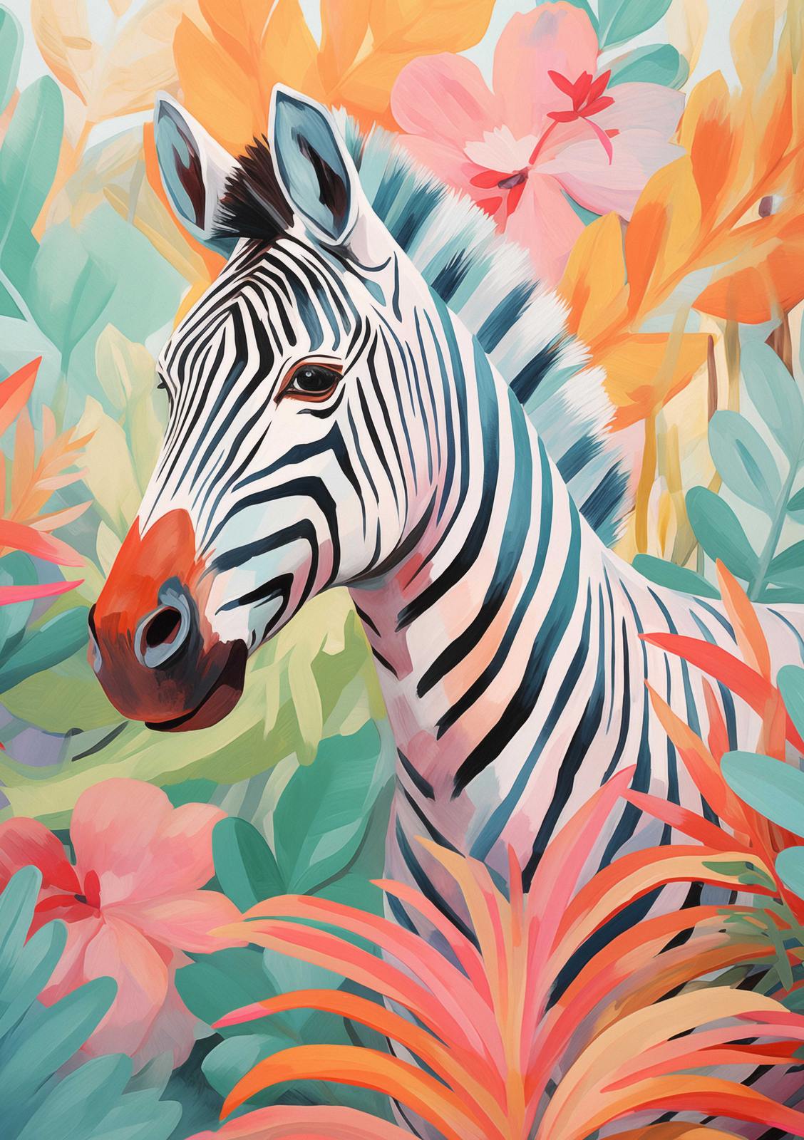 Poster - Colorful Zebra