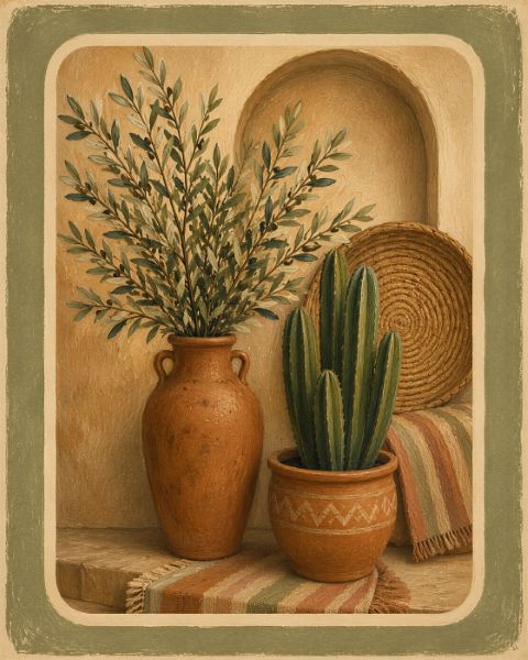 Poster - Rustic Vase and Cactus