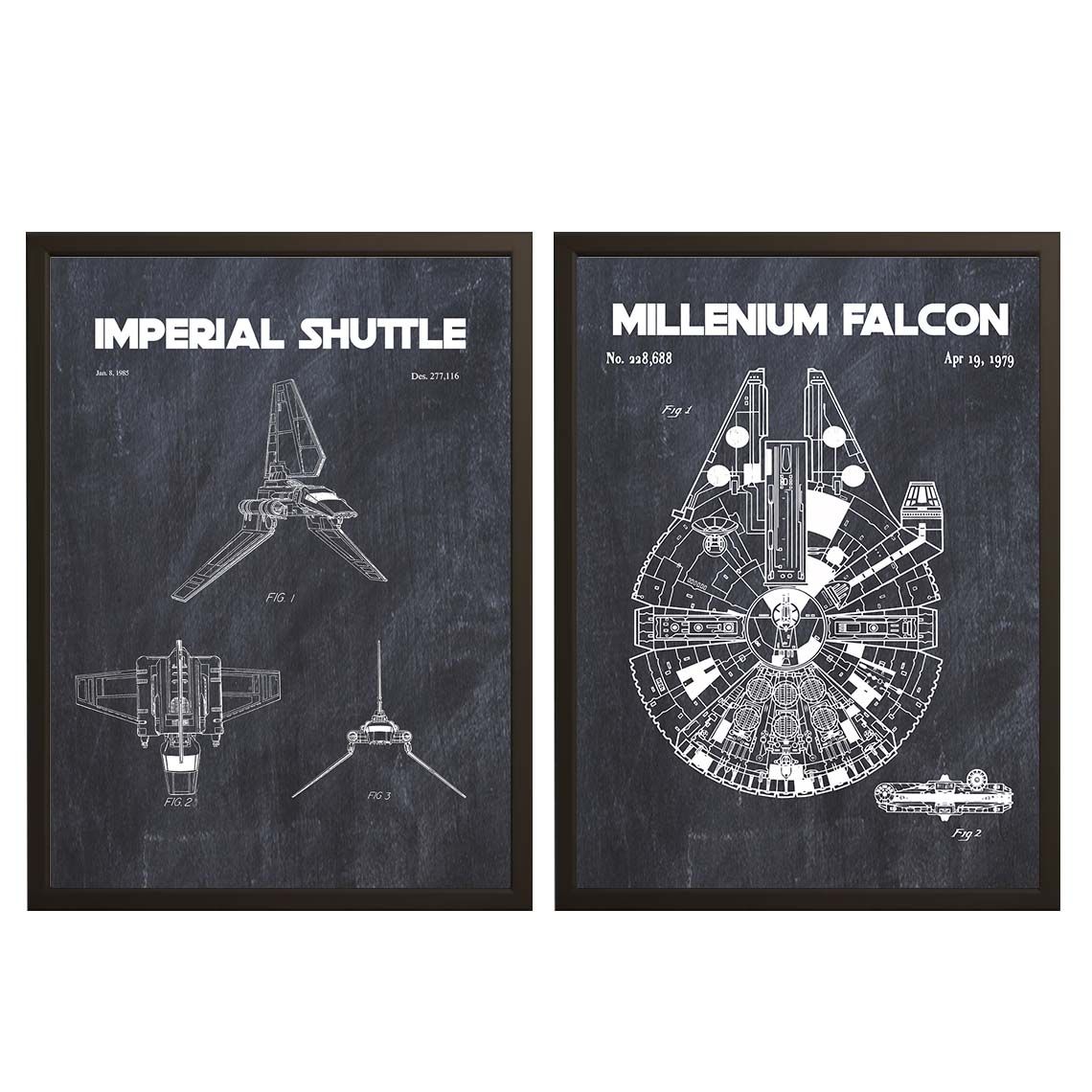 Patent Drawing Poster - Millennium Falcon / Set of 2