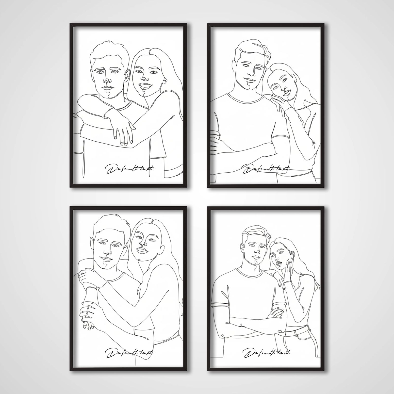Personalised Poster - One Line Art - Set of 4 - AI Poster