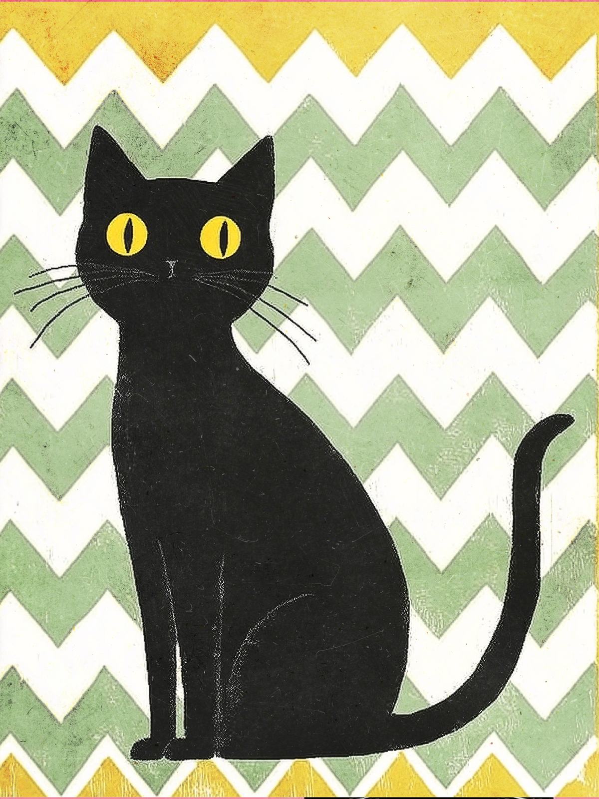 Poster - Black Cat on Zigzag