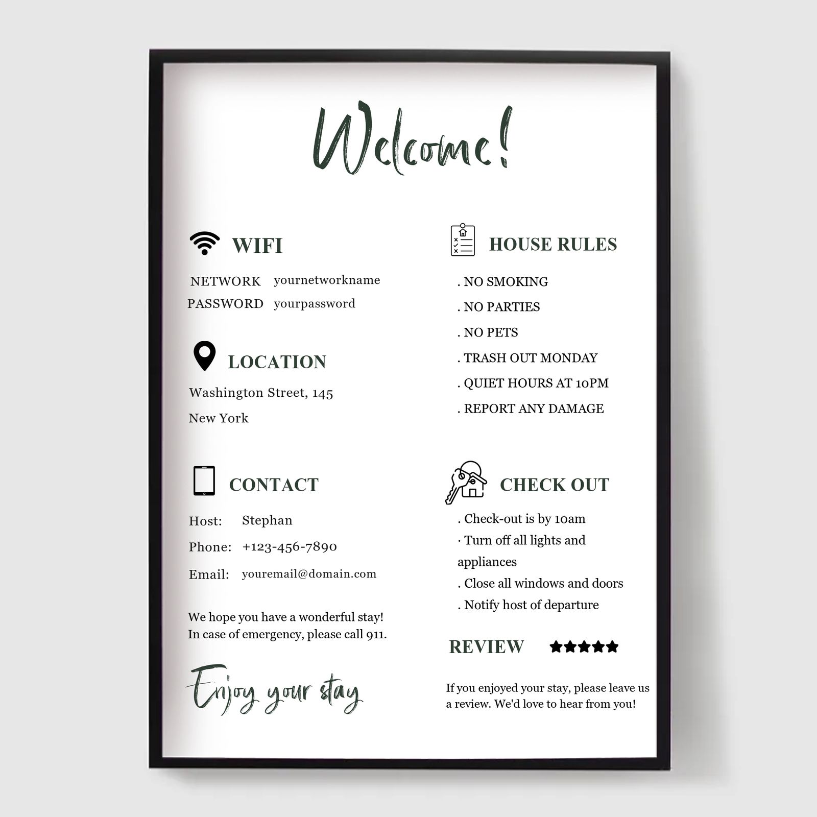 Personalised Poster - Custom Airbnb Sign 2