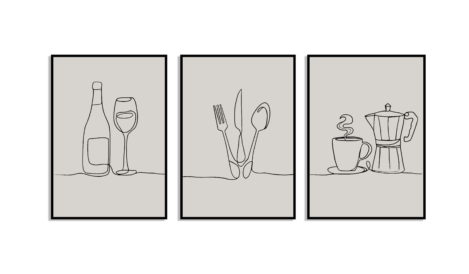 Minimalist Line Art Kitchen - Set of 3