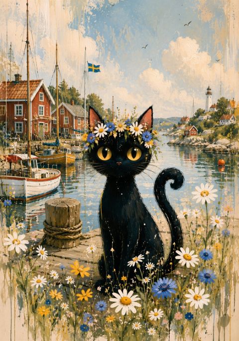 Poster - Cat by the Harbour