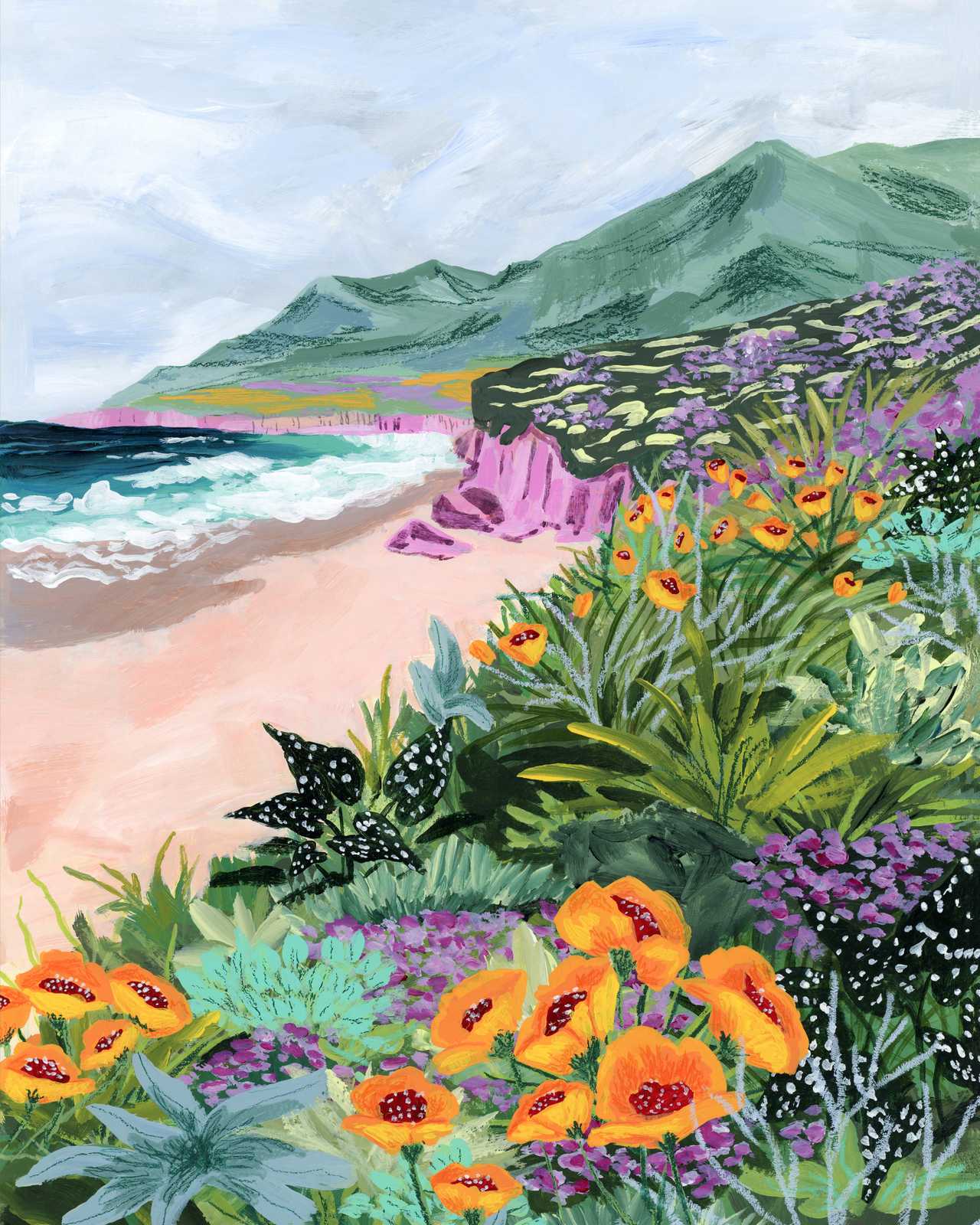 Poster - Floral Beach Landscape