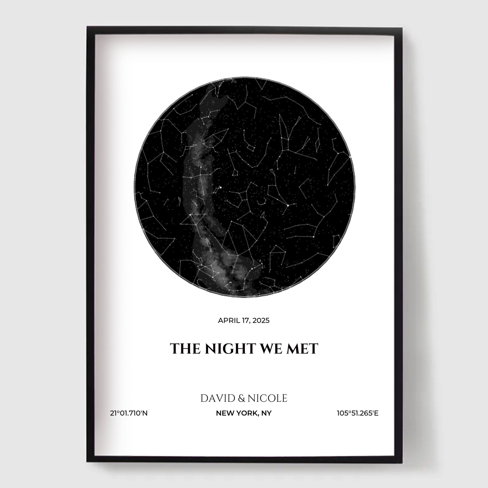 Personalised Poster - The Night We Met Star Map - White Theme