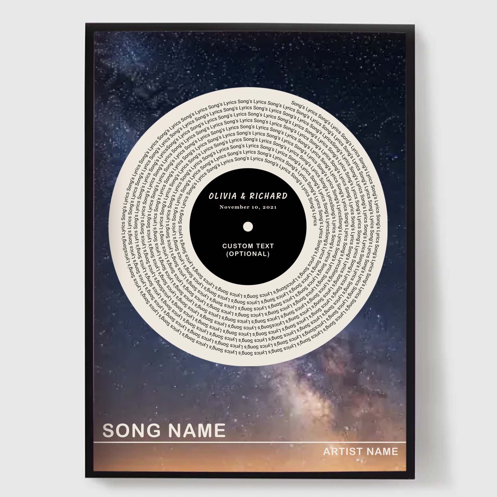 Personalised Poster -  Space Song Lyrics