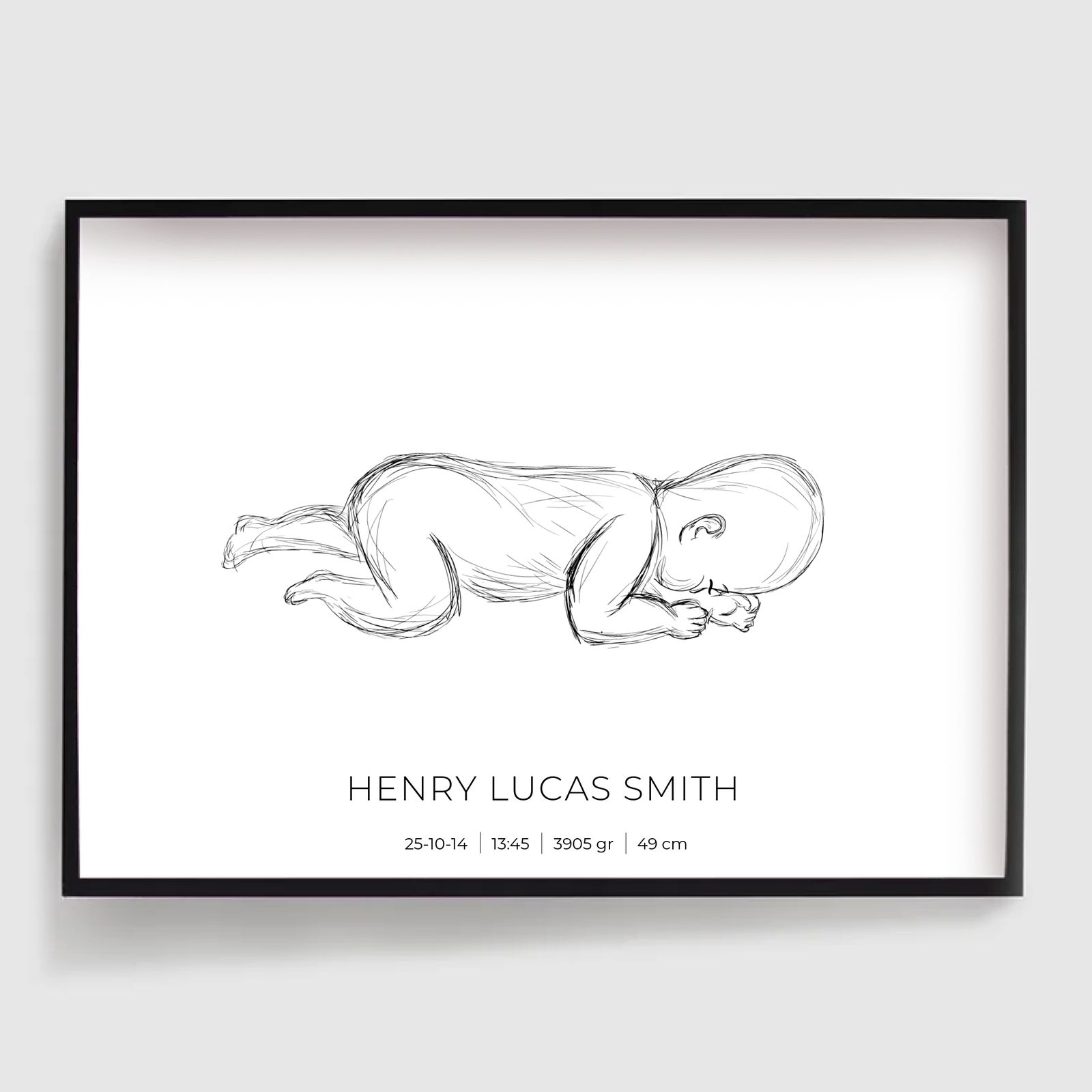 Personalised Poster - Birth Poster Scale 1:1 - Horizontal - 45-55 cm