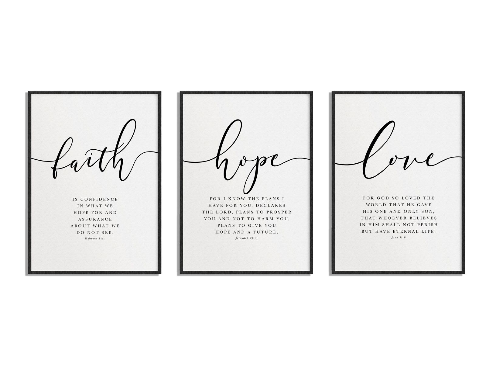 Faith Hope Love Poster Set - Set of 3