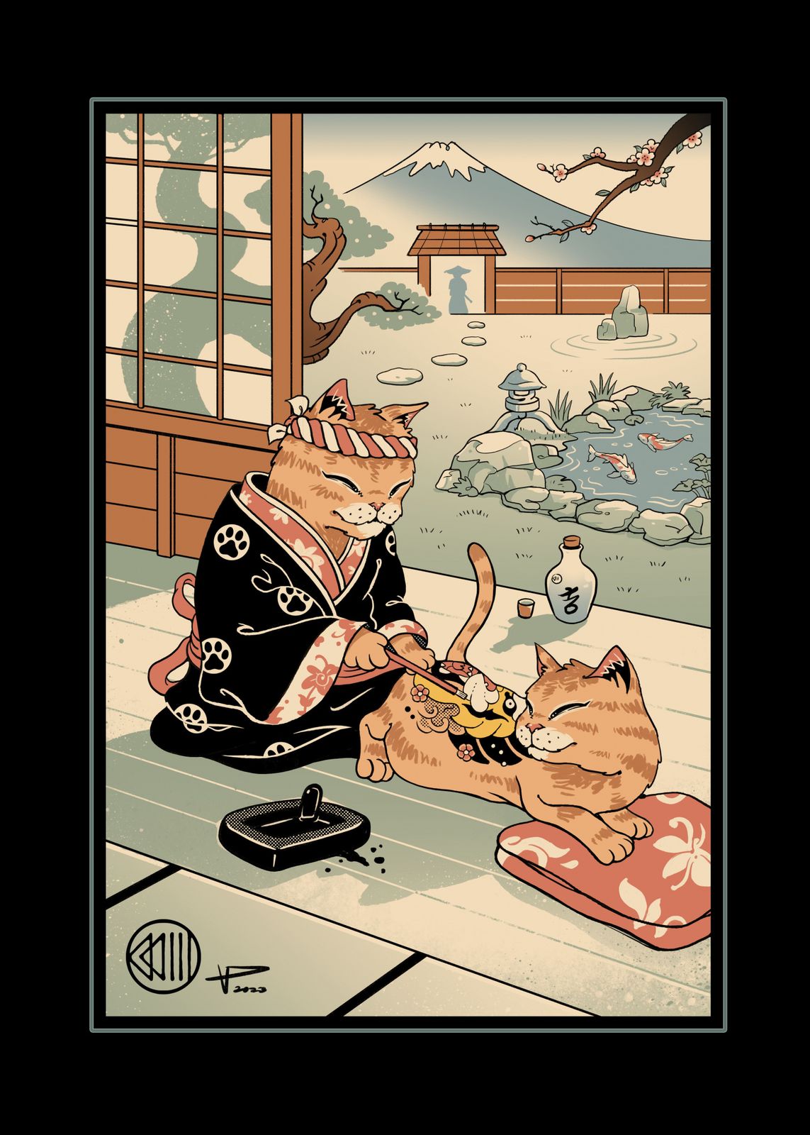 Poster - Cat Kimono Art