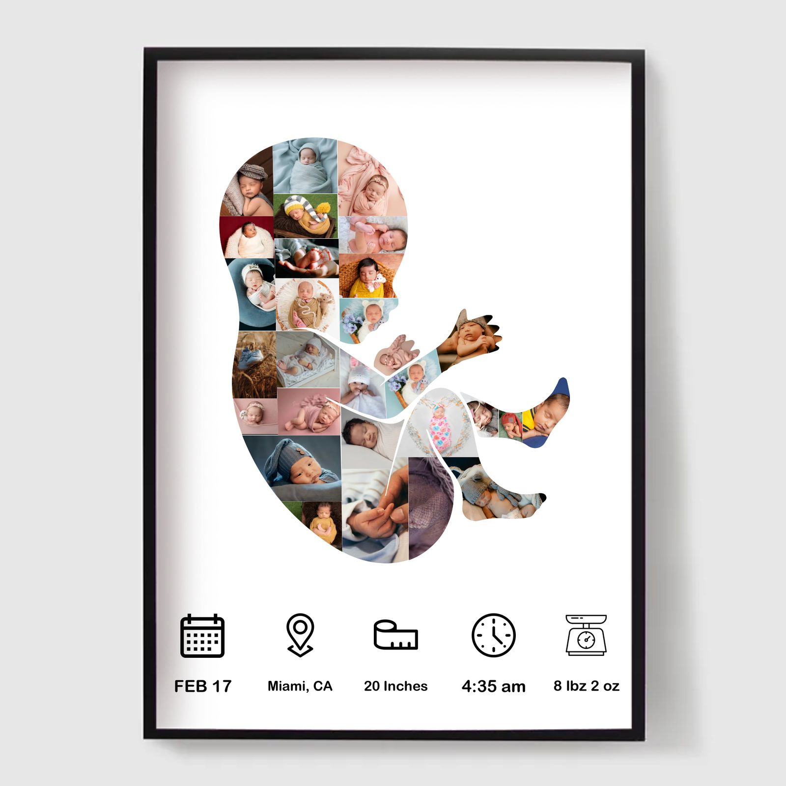 Personalised Poster - Photo Collage Birth Poster