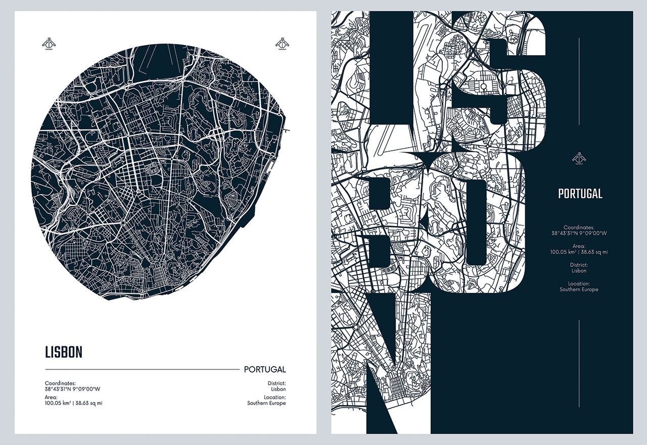 Poster - Lisbon Map Duo / Set of 2