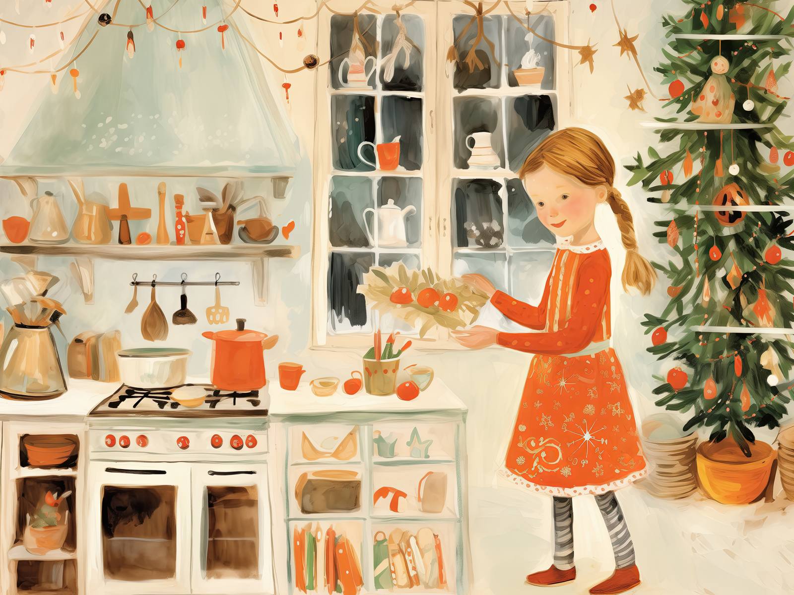 Poster - Christmas Kitchen Scene