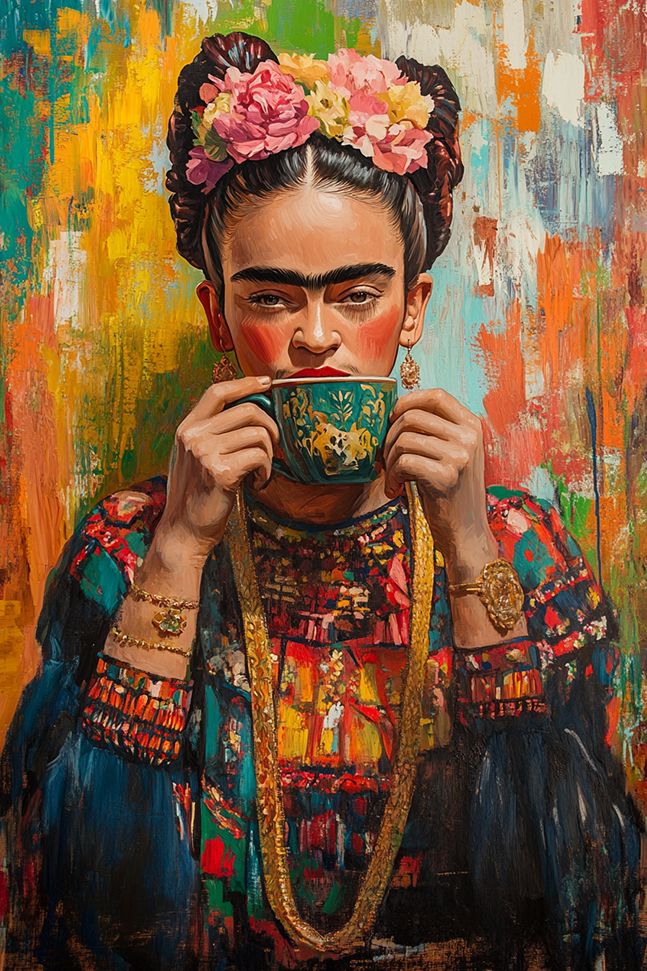 Poster - Frida Kahlo with Cup