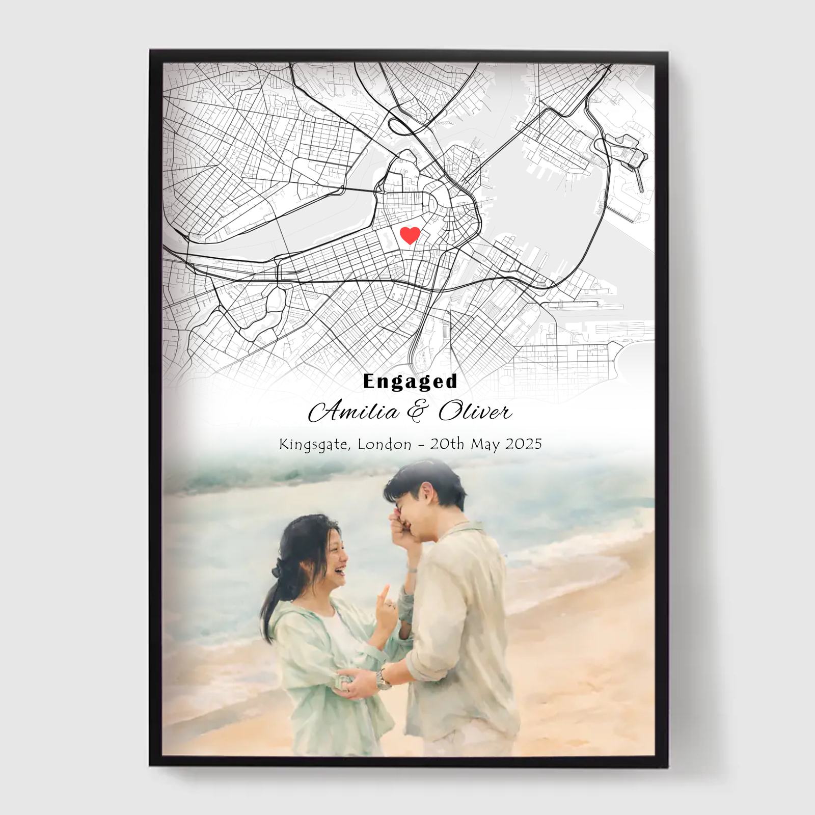 Personalised Poster – Engagement Map with Photo Personalised Poster – Engagement Map with Photo