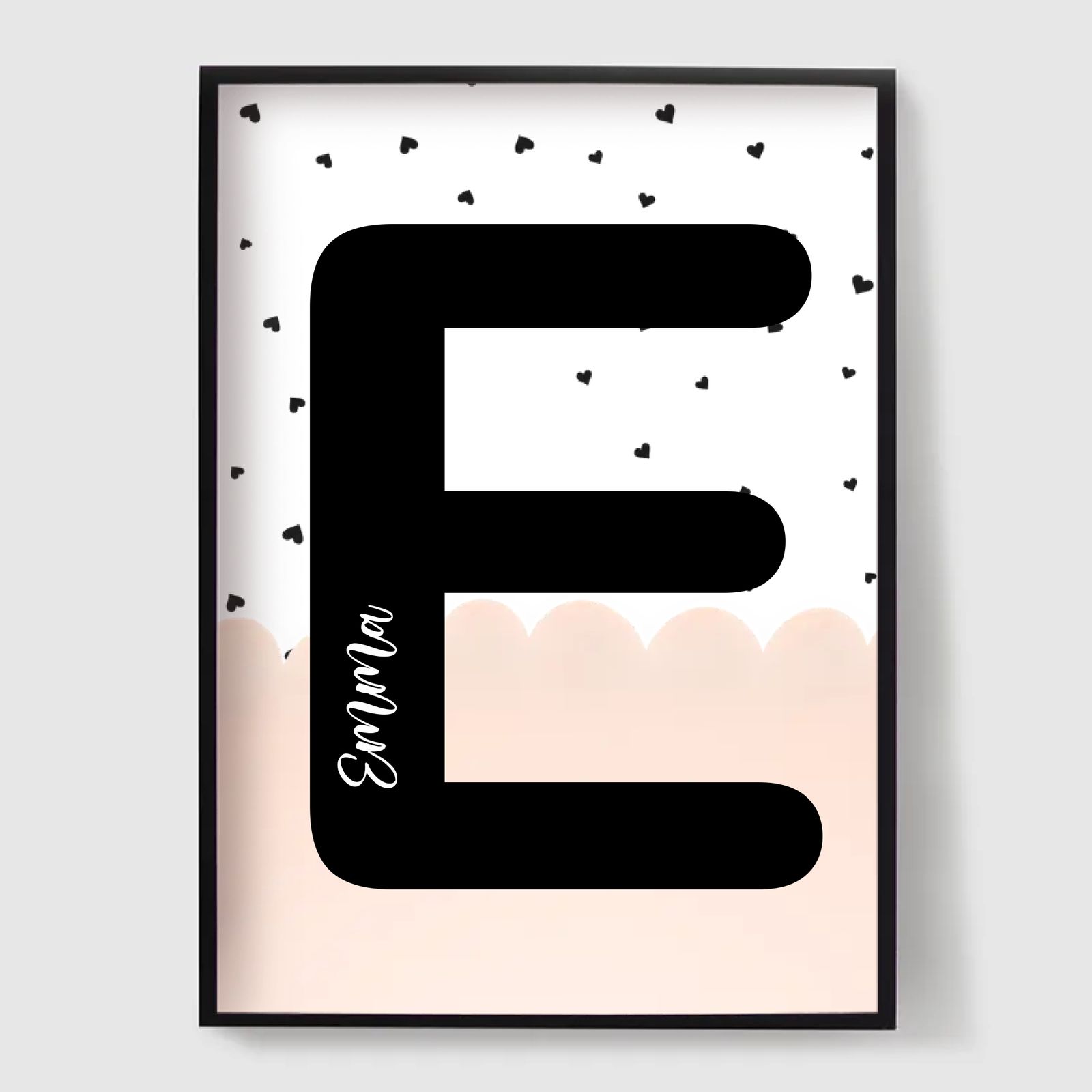 Personalised Poster - Heart Rain Name and Initial