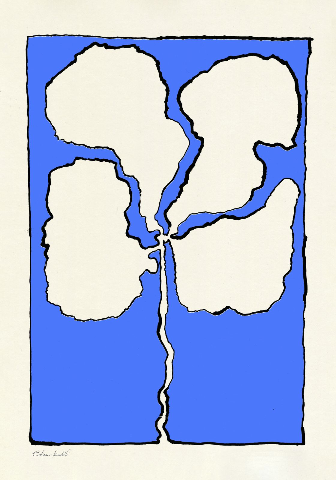 Poster - Blue Floral Abstract
