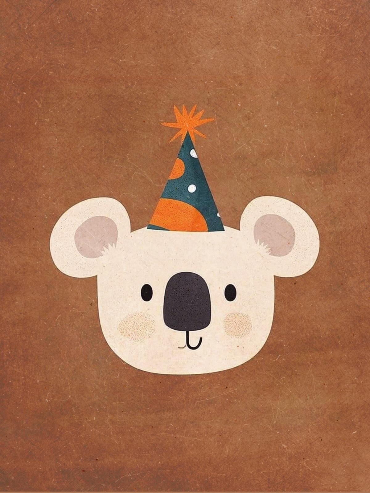 Poster - Koala with Party Hat