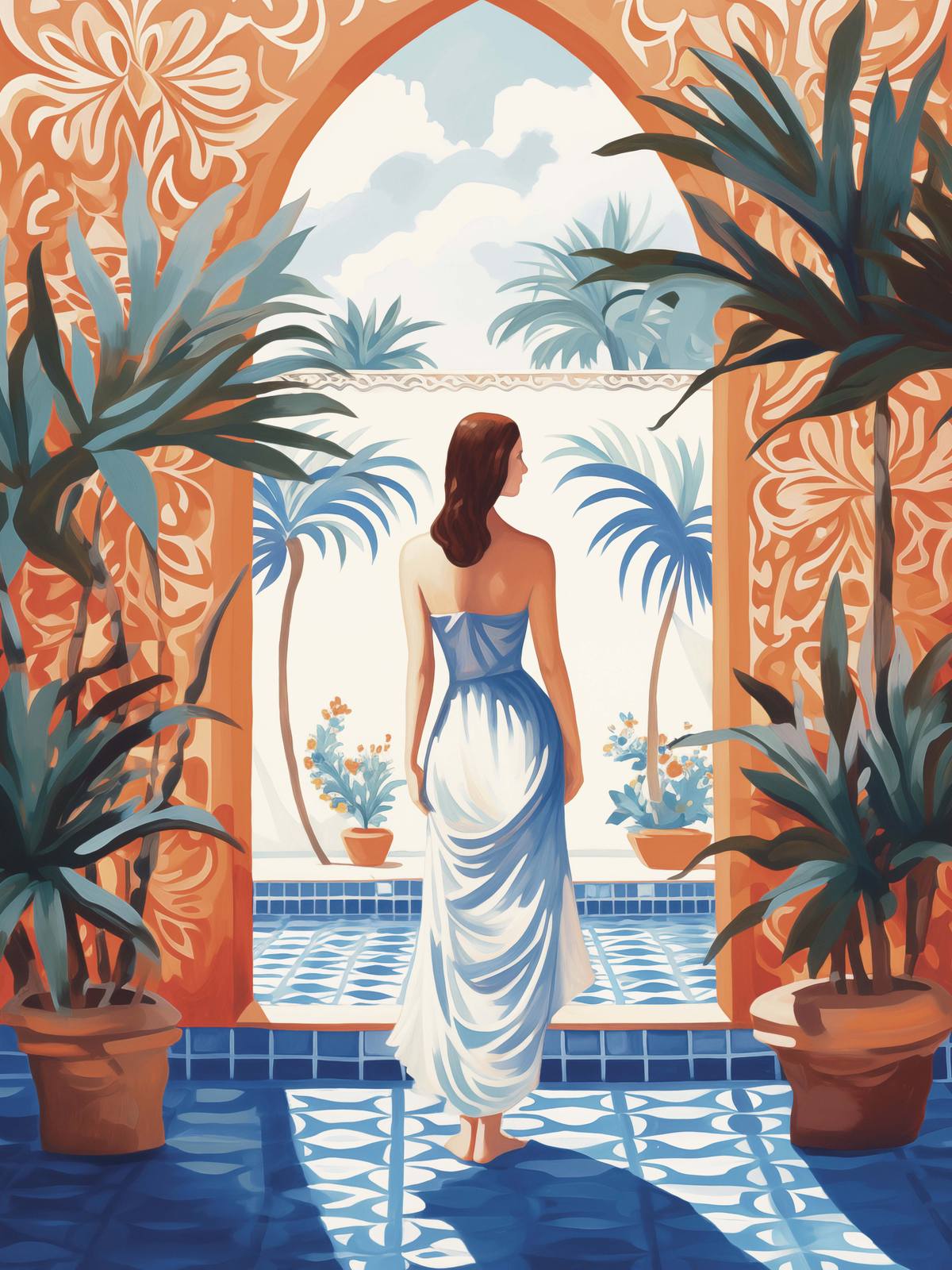 Poster - Woman in Tropical Archway