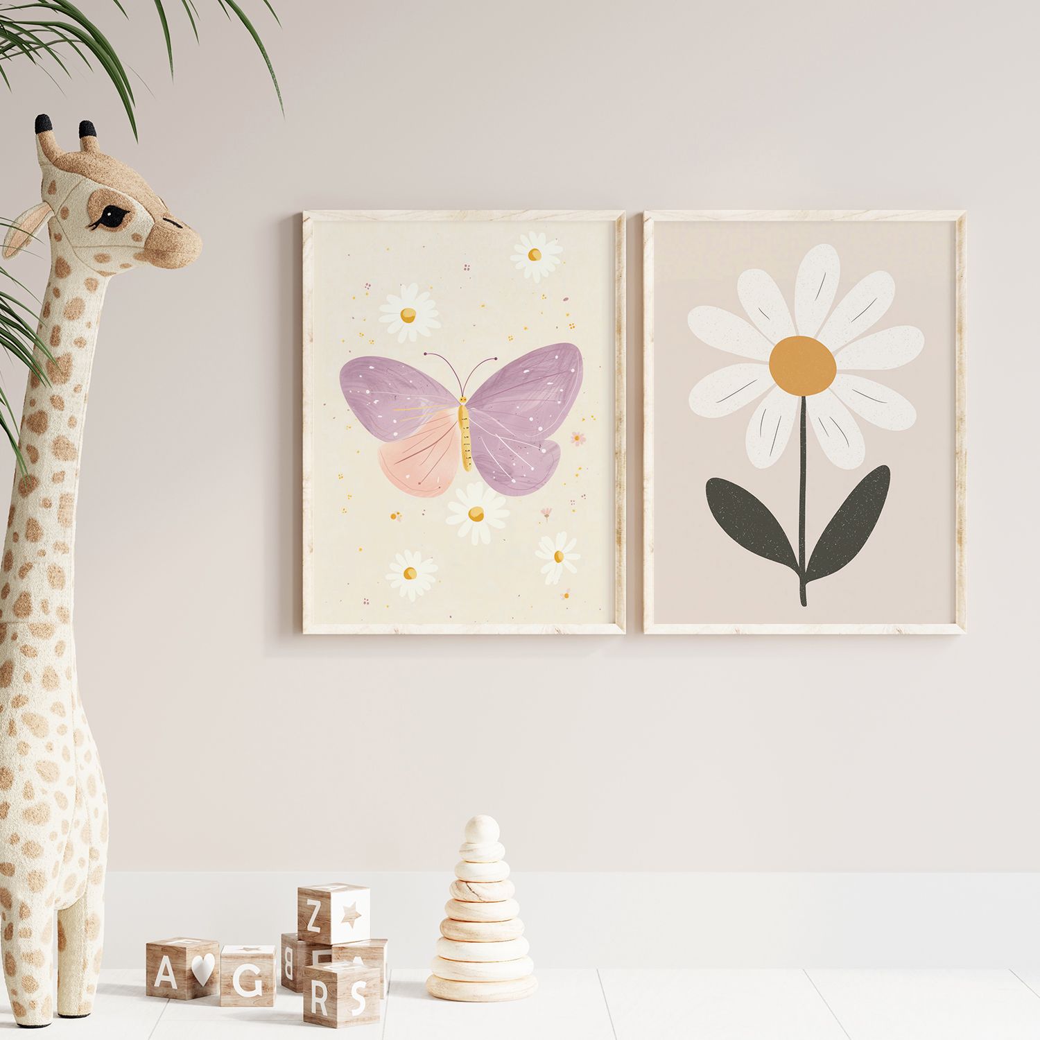 Poster - Butterfly and Daisy / Set of 2