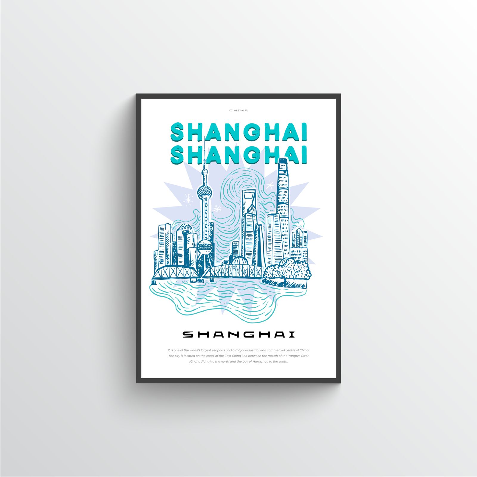 Shanghai Skyline Art Poster