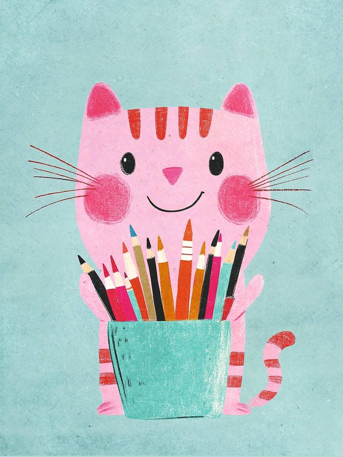 Poster - Cat with Pencils