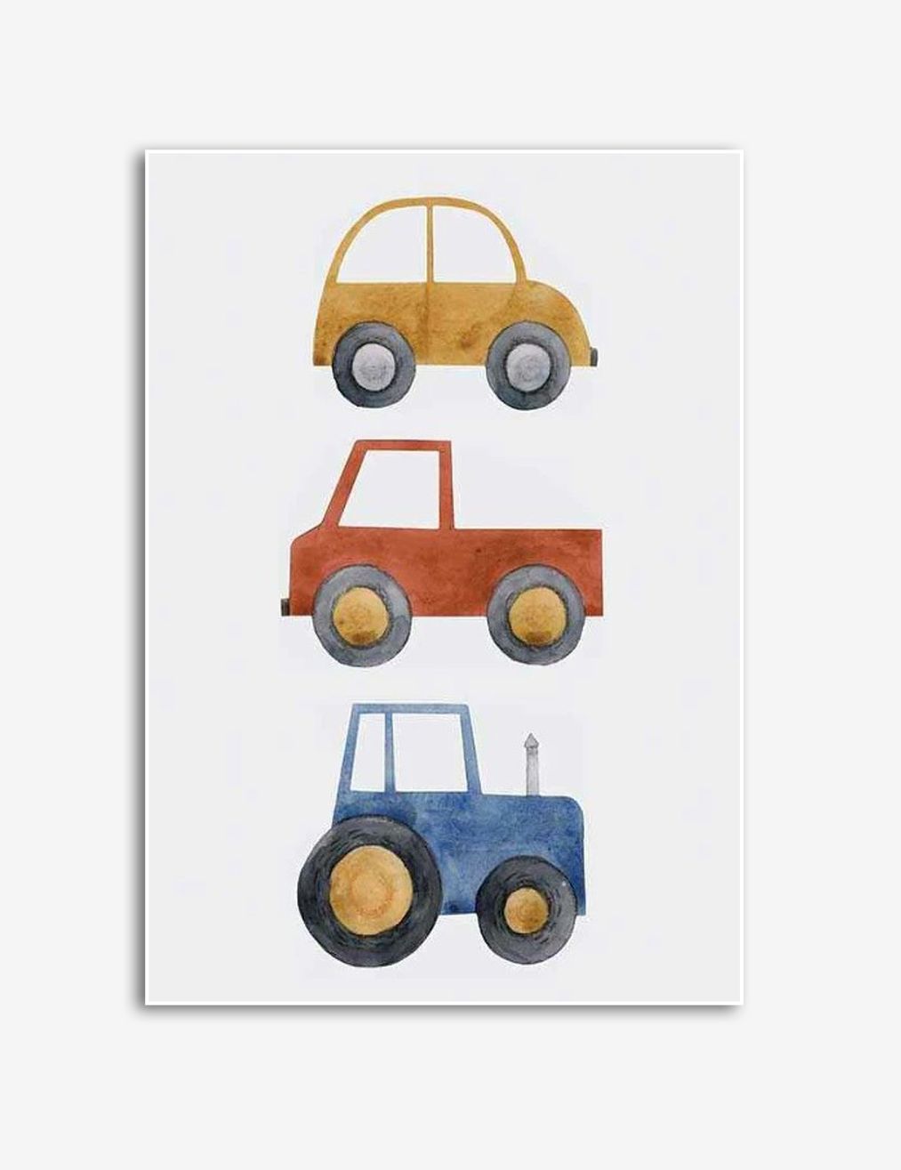 Children's Watercolor Vehicles Poster