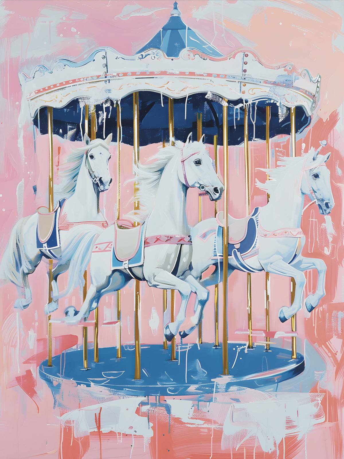 Poster - Carousel Horses