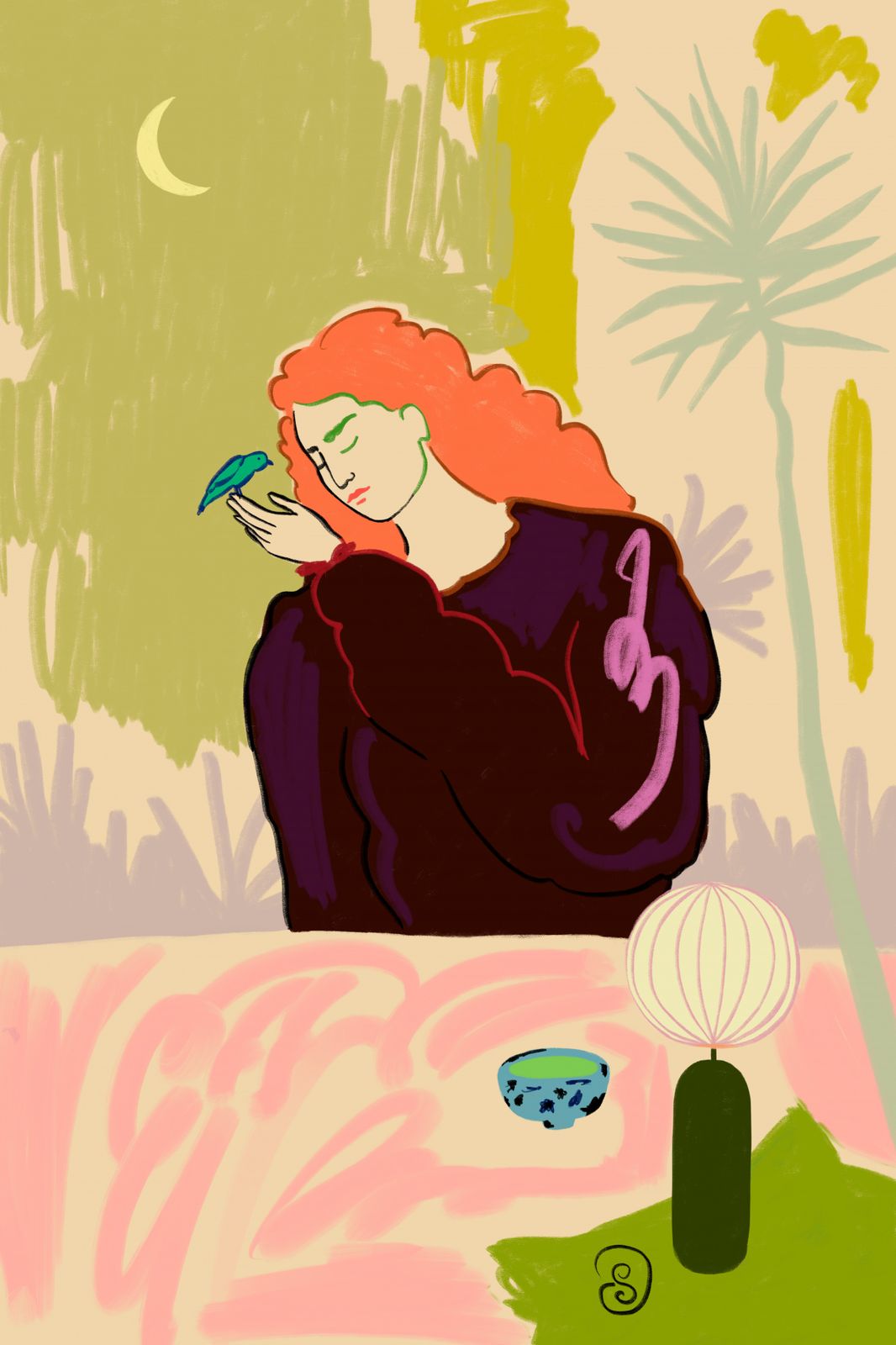 Poster - Lady with Bird