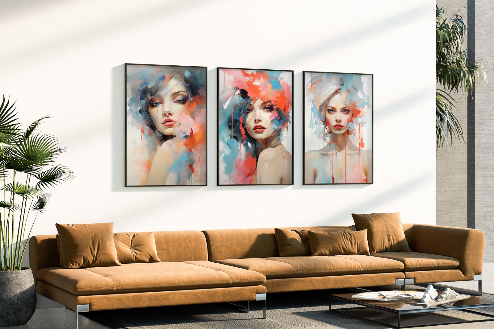 Poster - Abstract Female Portrait / Set of 3