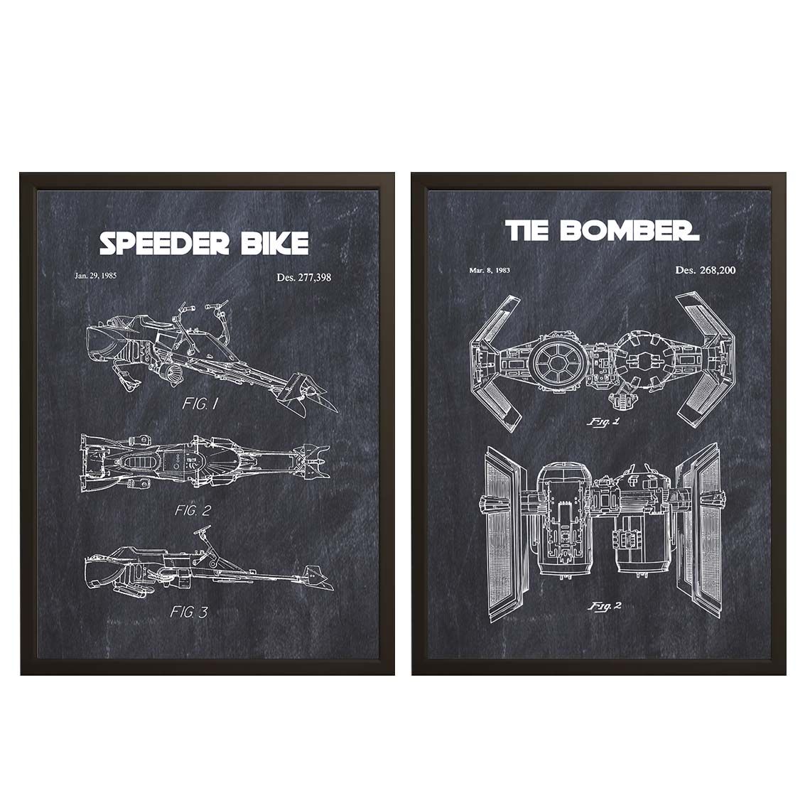 Patent Drawing Poster - Speeder Bike and TIE Bomber / Set of 2