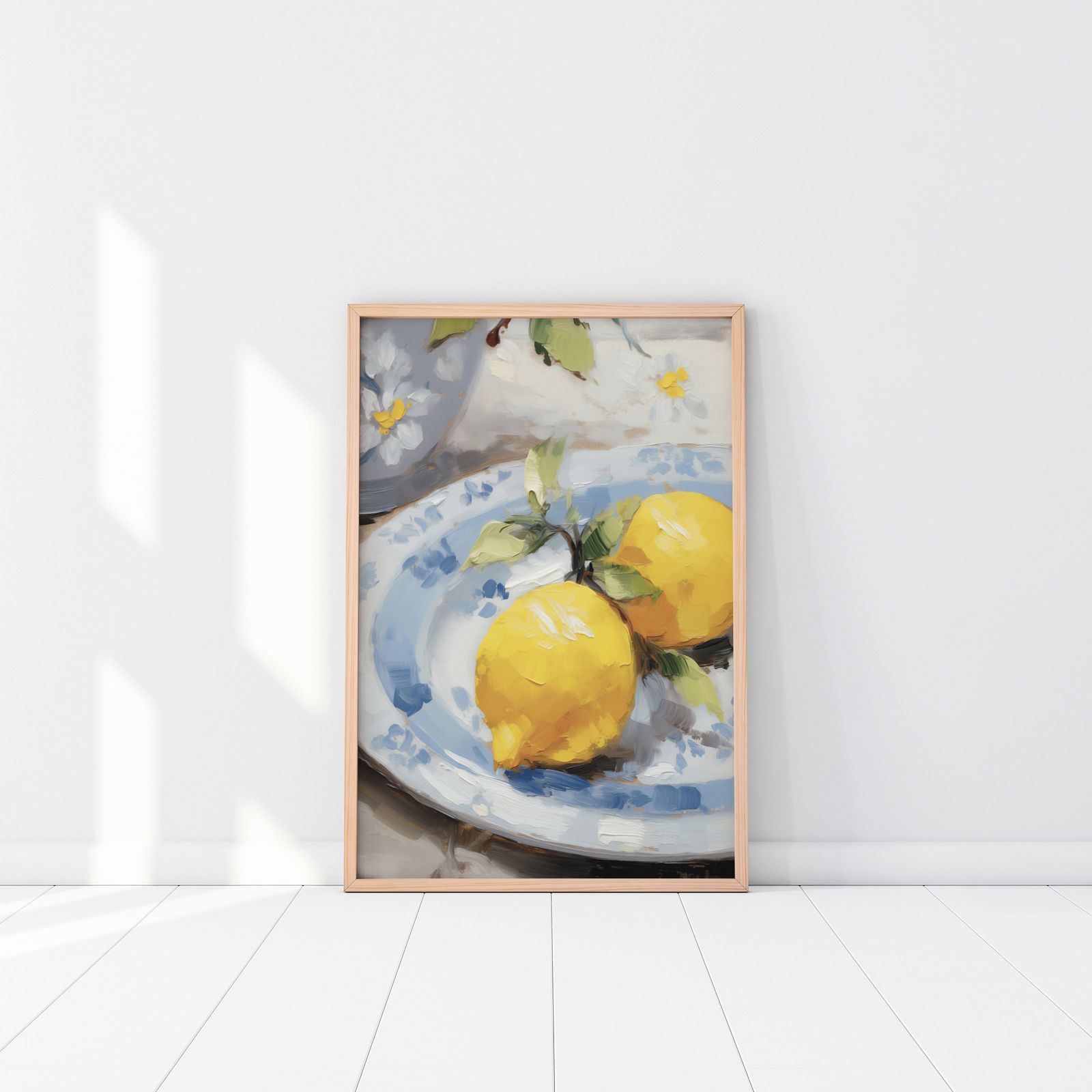 Poster - Lemons on Blue Plate