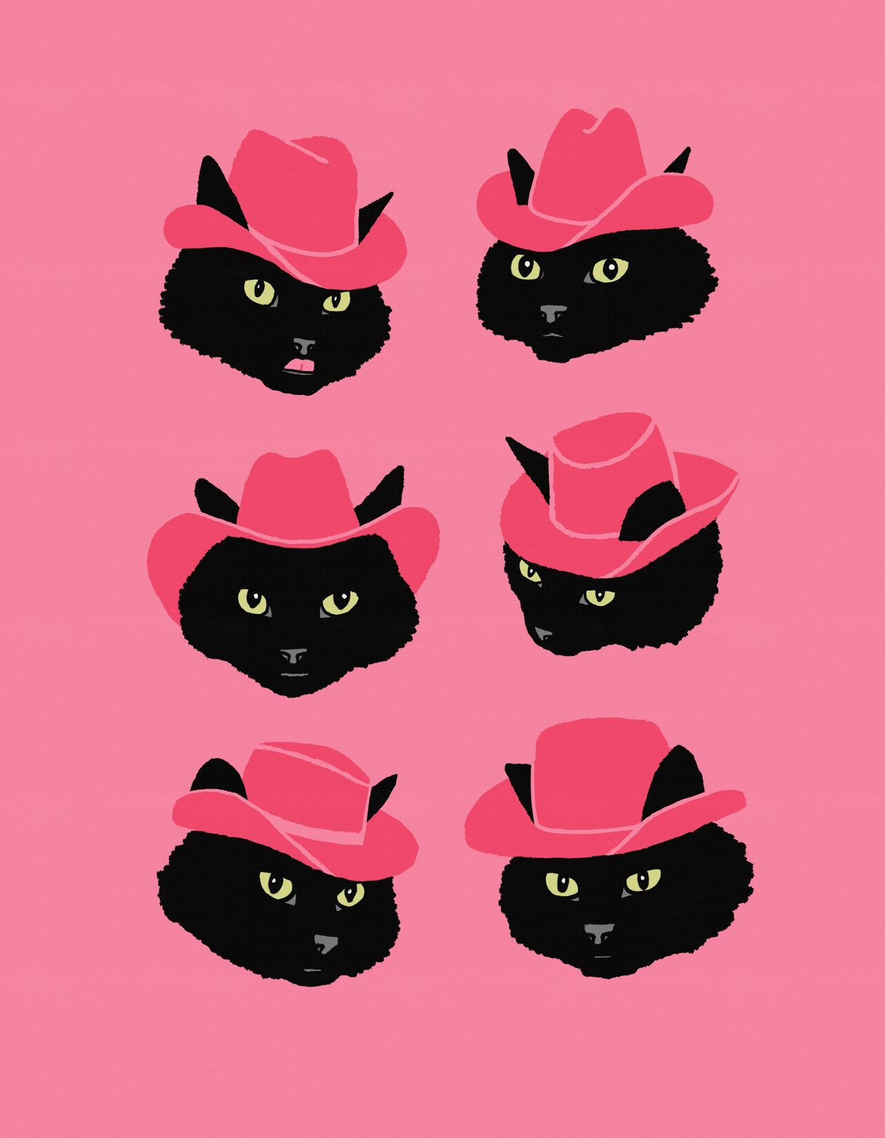 Poster - Black Cats with Pink Hats