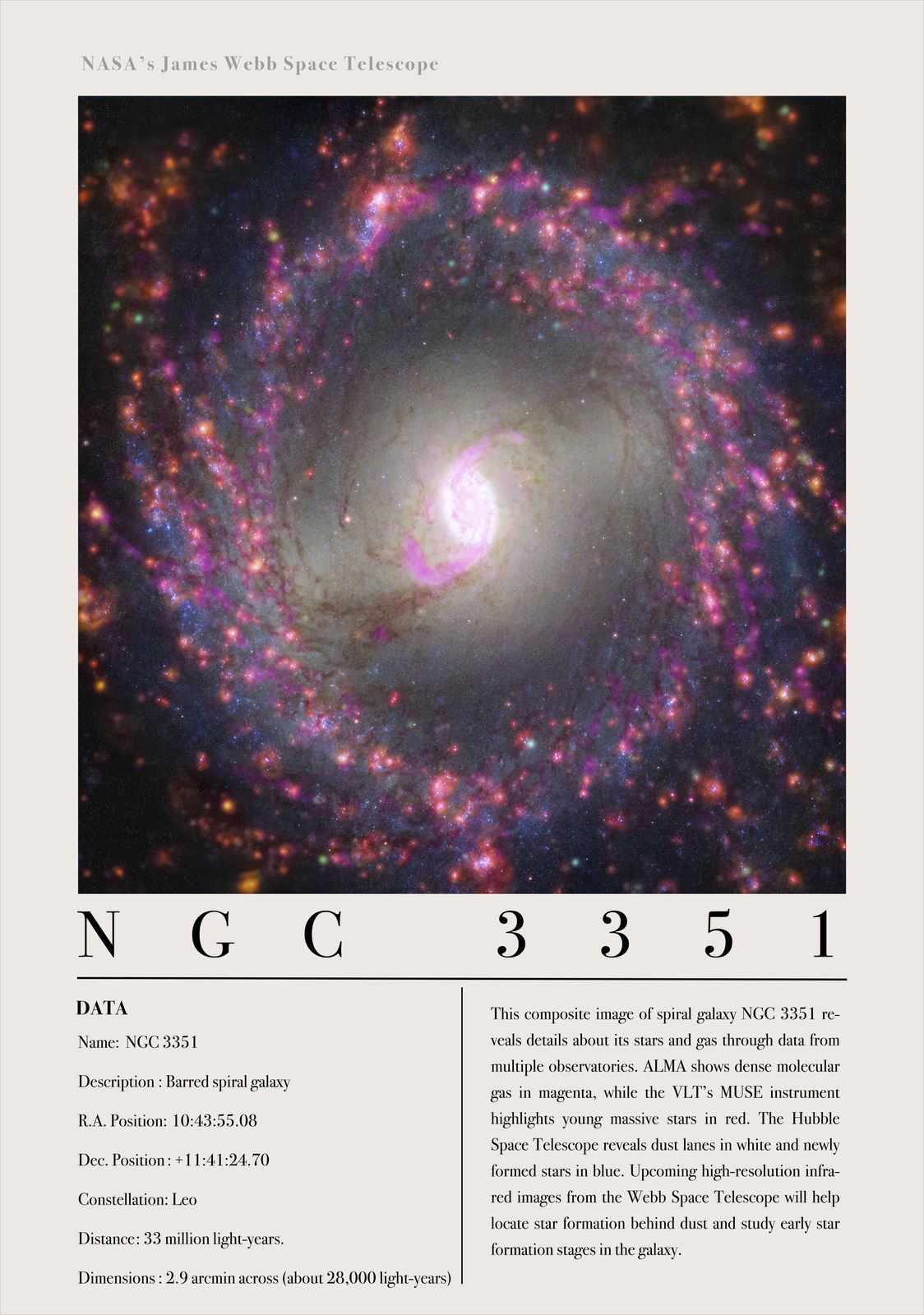 Poster - NGC 3351 Spiral Galaxy