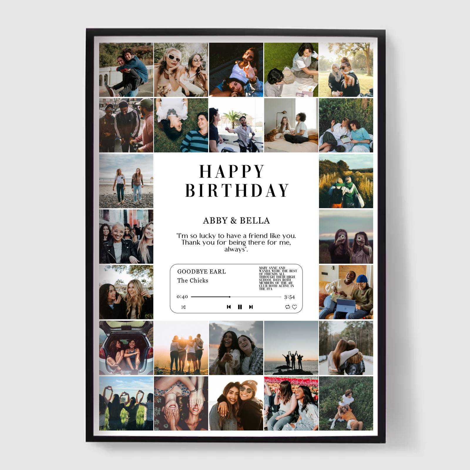 Personalised Poster - Best Friends Birthday Collage with Song