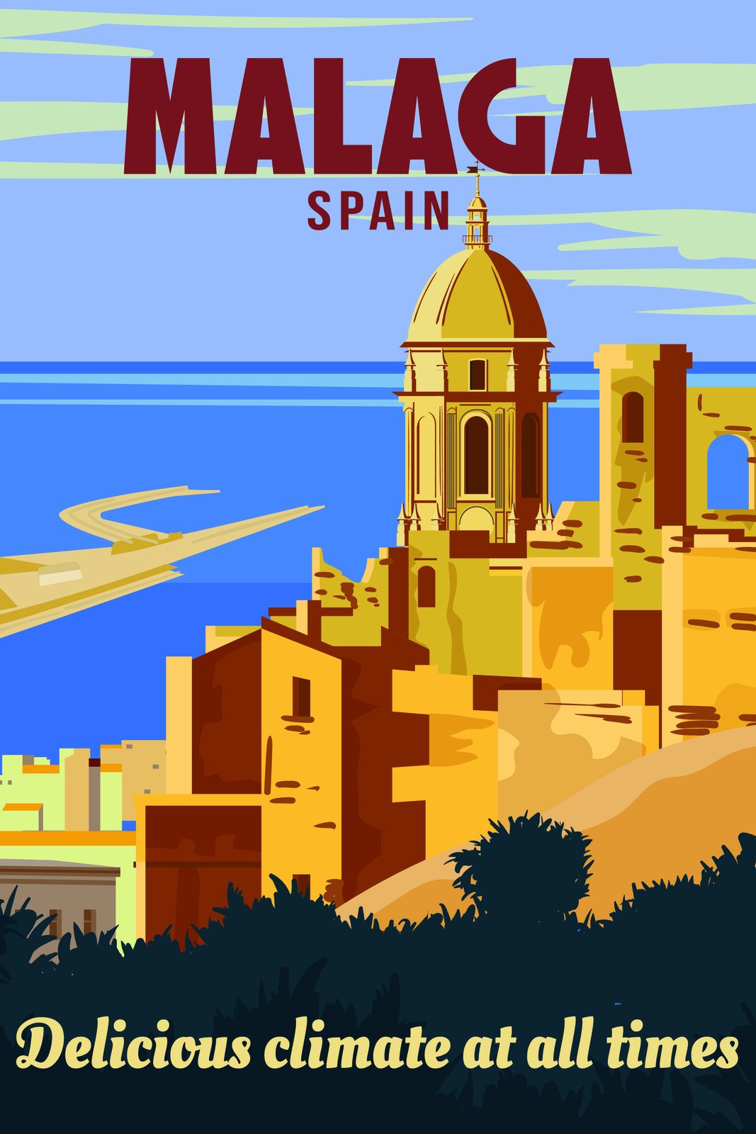 Malaga Spain Travel Poster
