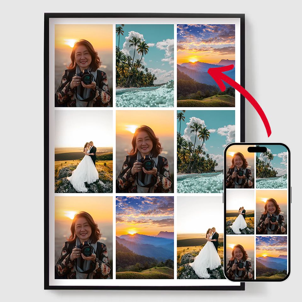 Personalised Posters – Upload your own images – 9 Photos Vertical