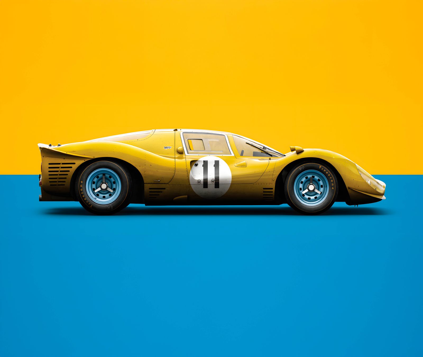Poster - Yellow Race Car