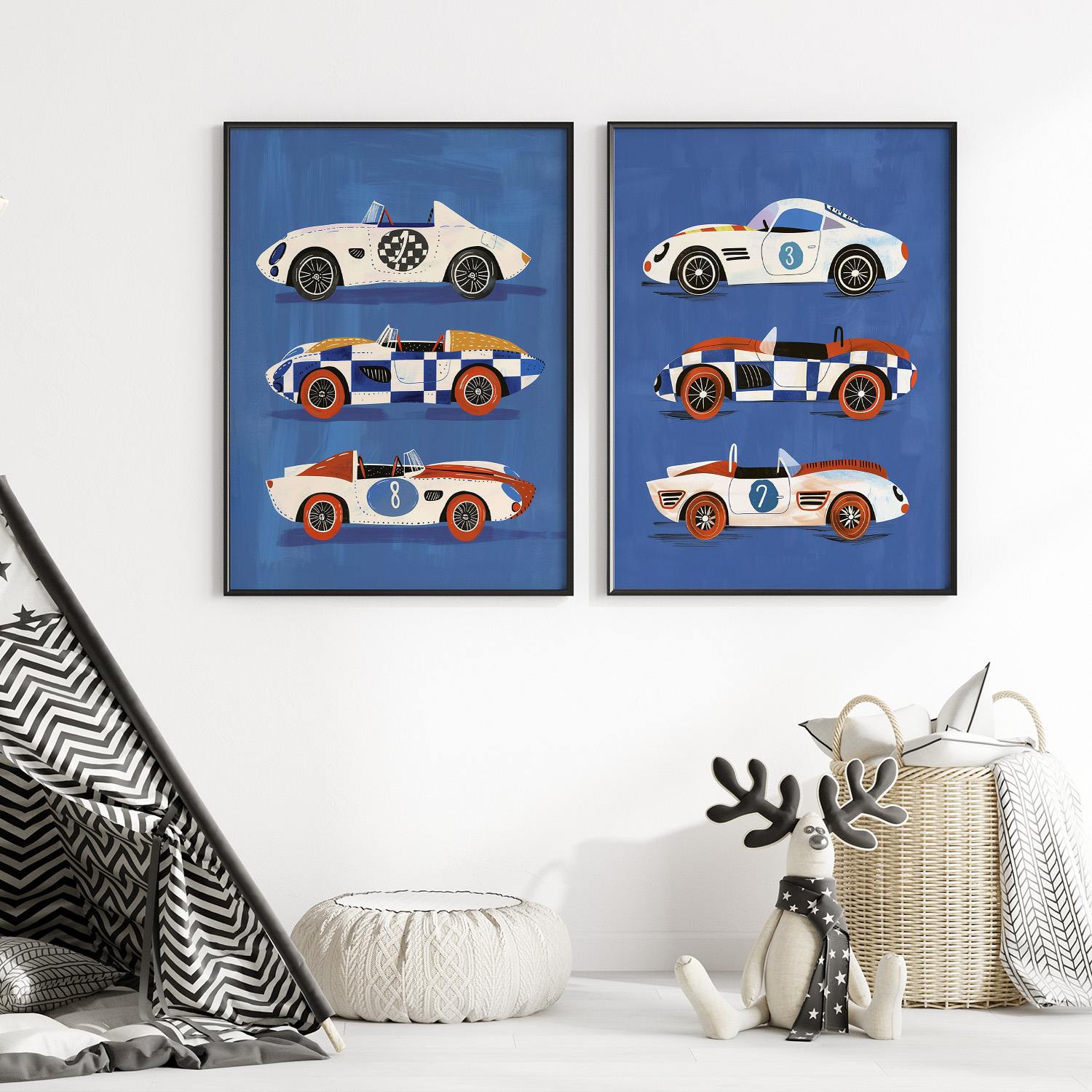 Poster - Vintage Race Cars / Set of 2