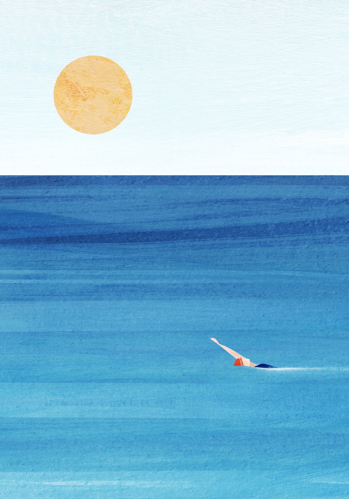 Poster - Swimmer in Blue Sea