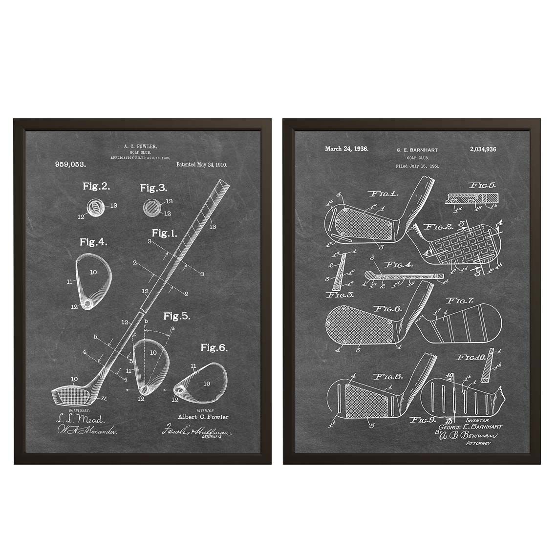 Patent Drawing Poster - Golf Club / Set of 2