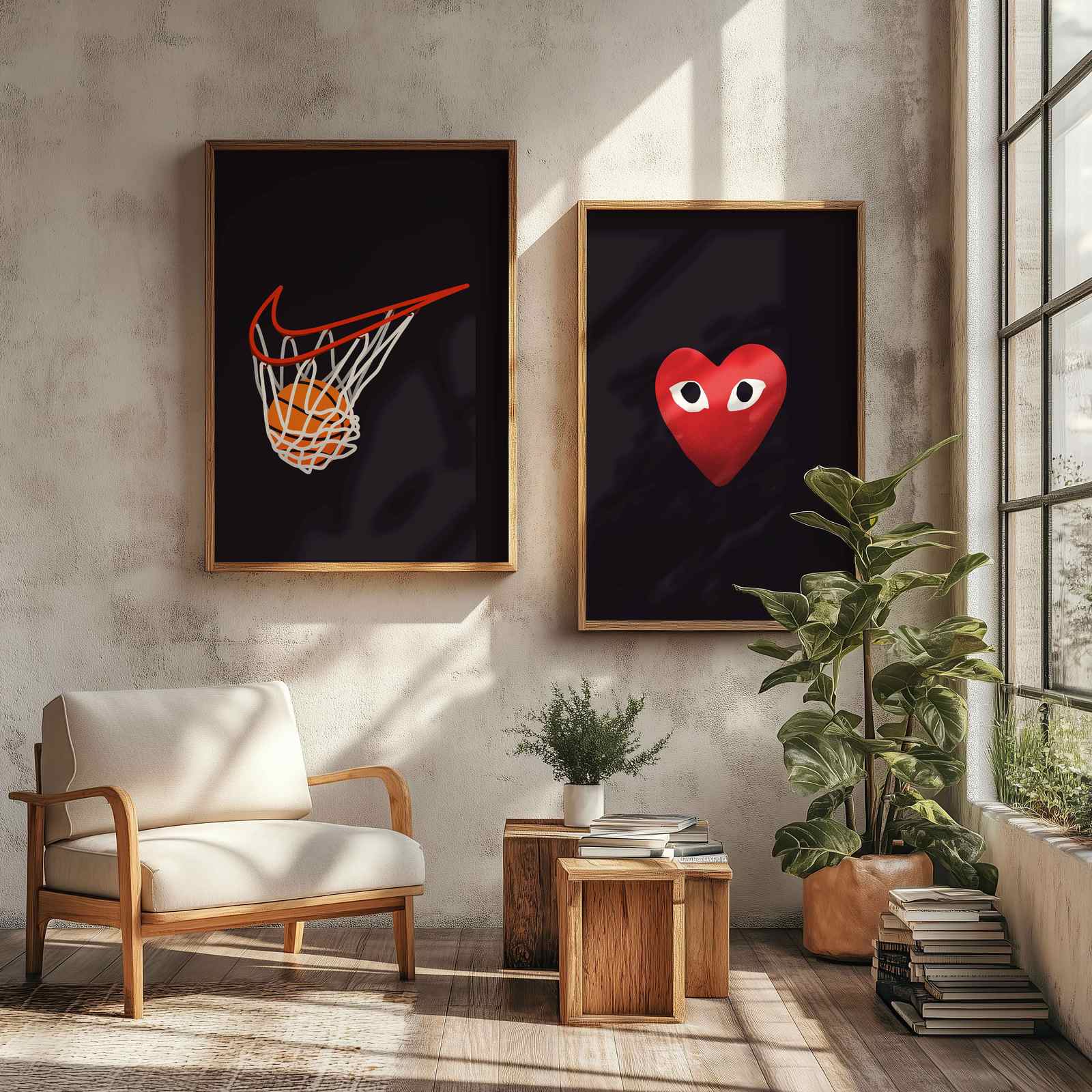 Poster - Heart and Basketball Set of 2