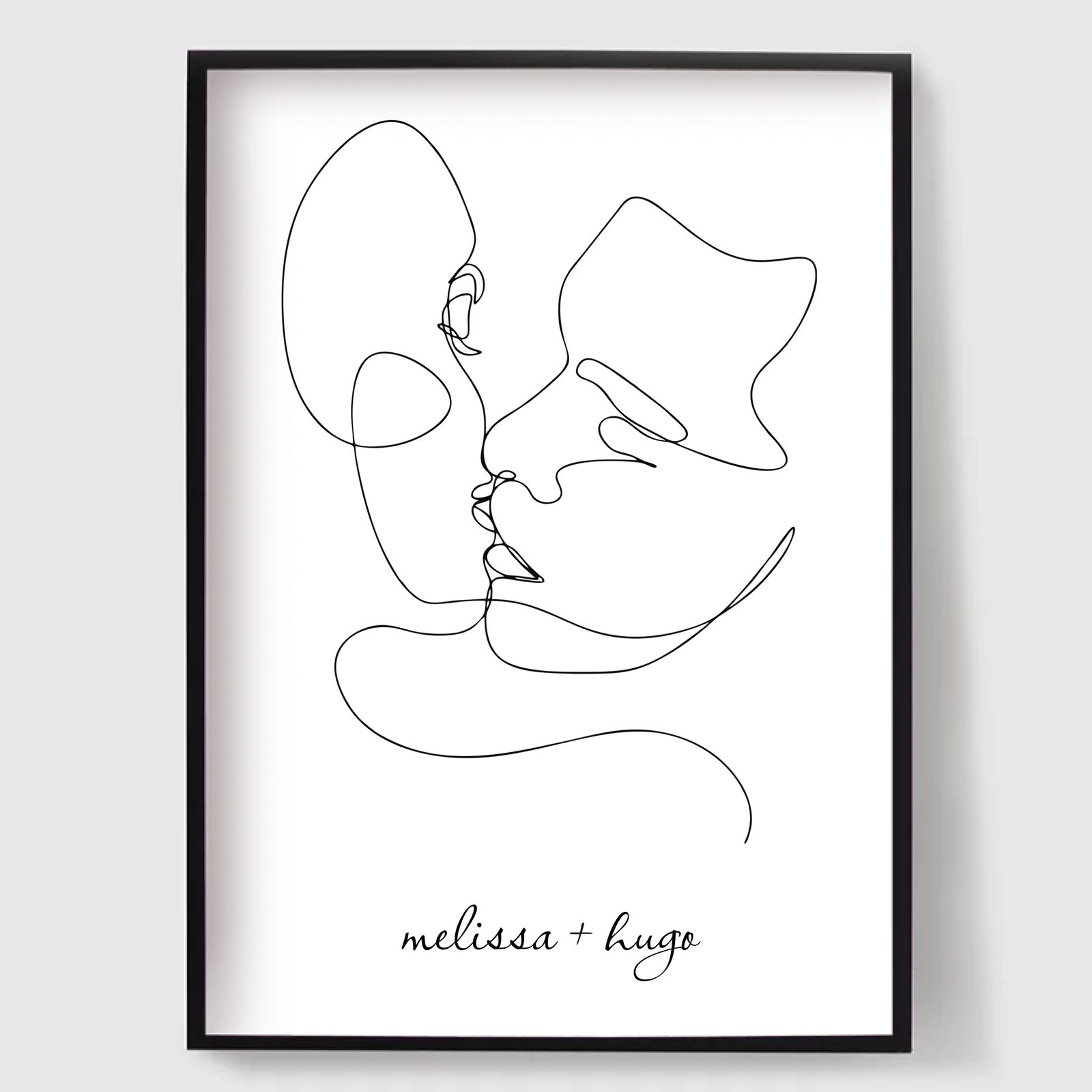 Personalised Poster - Line Art Couple Kissing