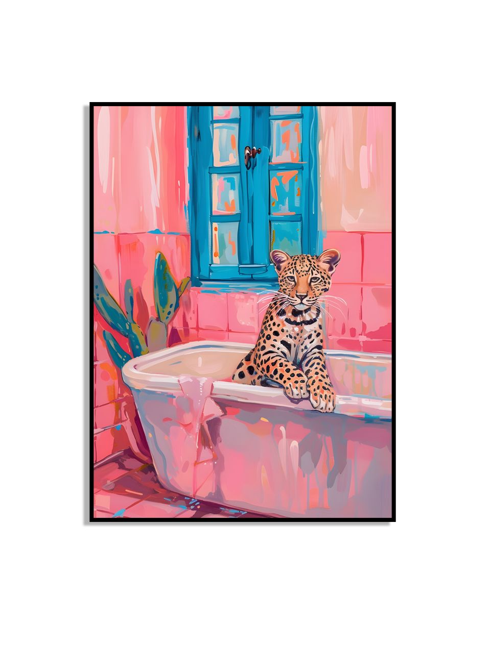 Leopard in Bathtub Poster