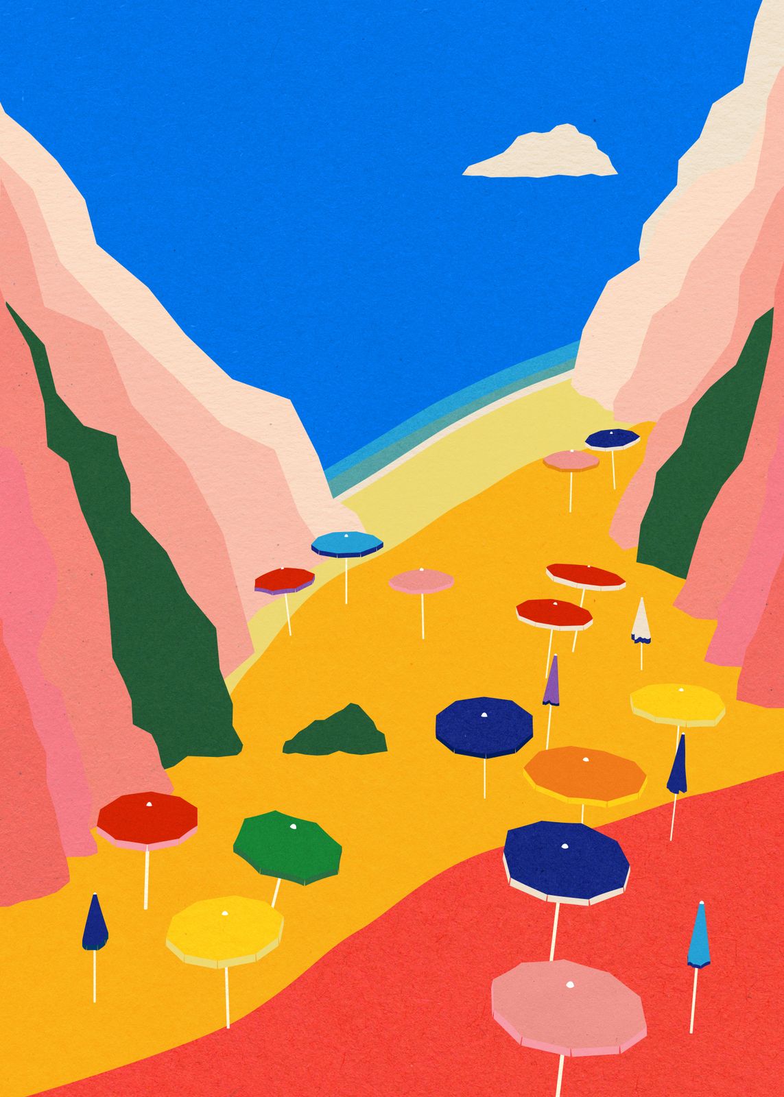 Poster - Colorful Beach Scene